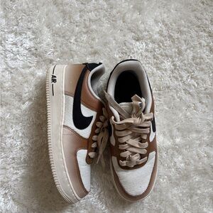 Nike Air Force 1 Sneakers in Brown and Cream